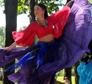 Alexandra Kuzyszyn of the Iskra Ukrainian Dance Ensemble performs on stage at the annual Ukrainian Folk Festival at the Ukrainian American Sports Center in Horsham Sunday afternoon.