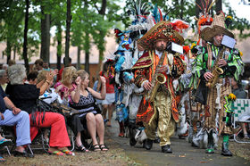 The Fralinger String Band of Philadelphia performs Ukrainian folk music as they walk through the crowd en route to the stage. --Steve Gengler / Intelligencer Record Staff Photo