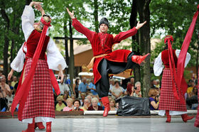 The Syzokryli Ukrainian Folk Dance Ensemble performs for the crowd during the festival. --Steve Gengler / Staff Photo