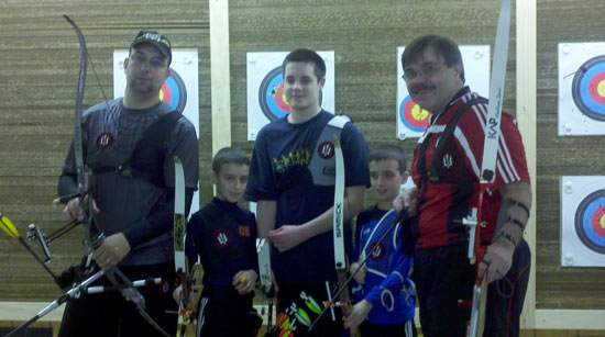  Tryzubs travel team: Shooter coach Ilya Buynevich, Oliver Buynevich, Chris Lopez, Oscar Buynevich and Gene Luciw